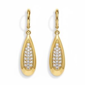 Vince Camuto Gold Pavé Teardrop Drop Earrings | Leverback